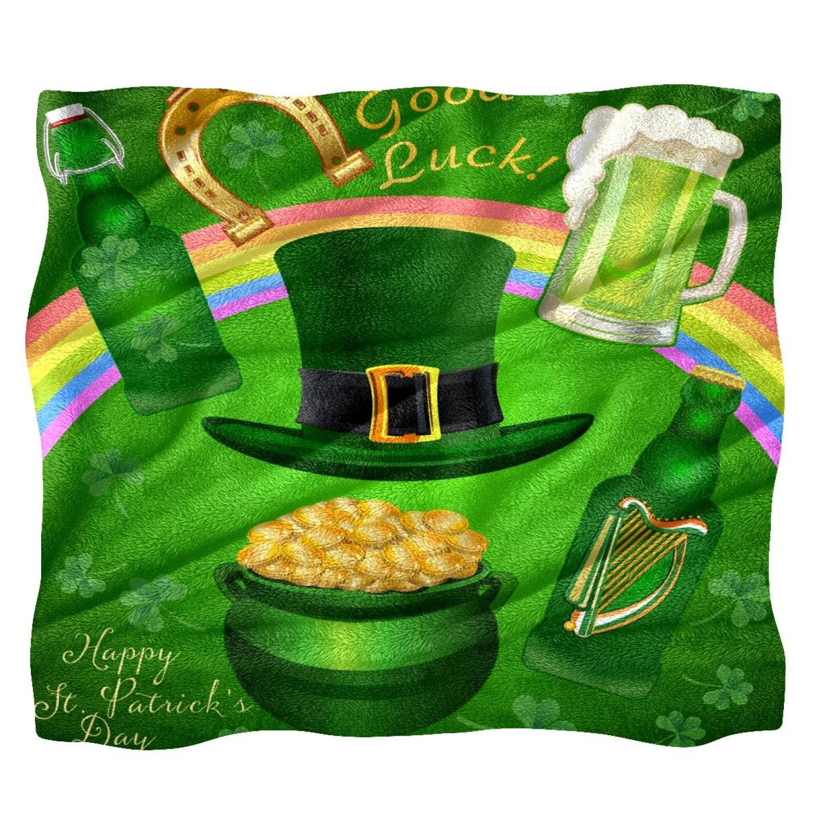 Couvre-lit moelleux TBOUOBT avec motif chapeau de la Saint-Patrick