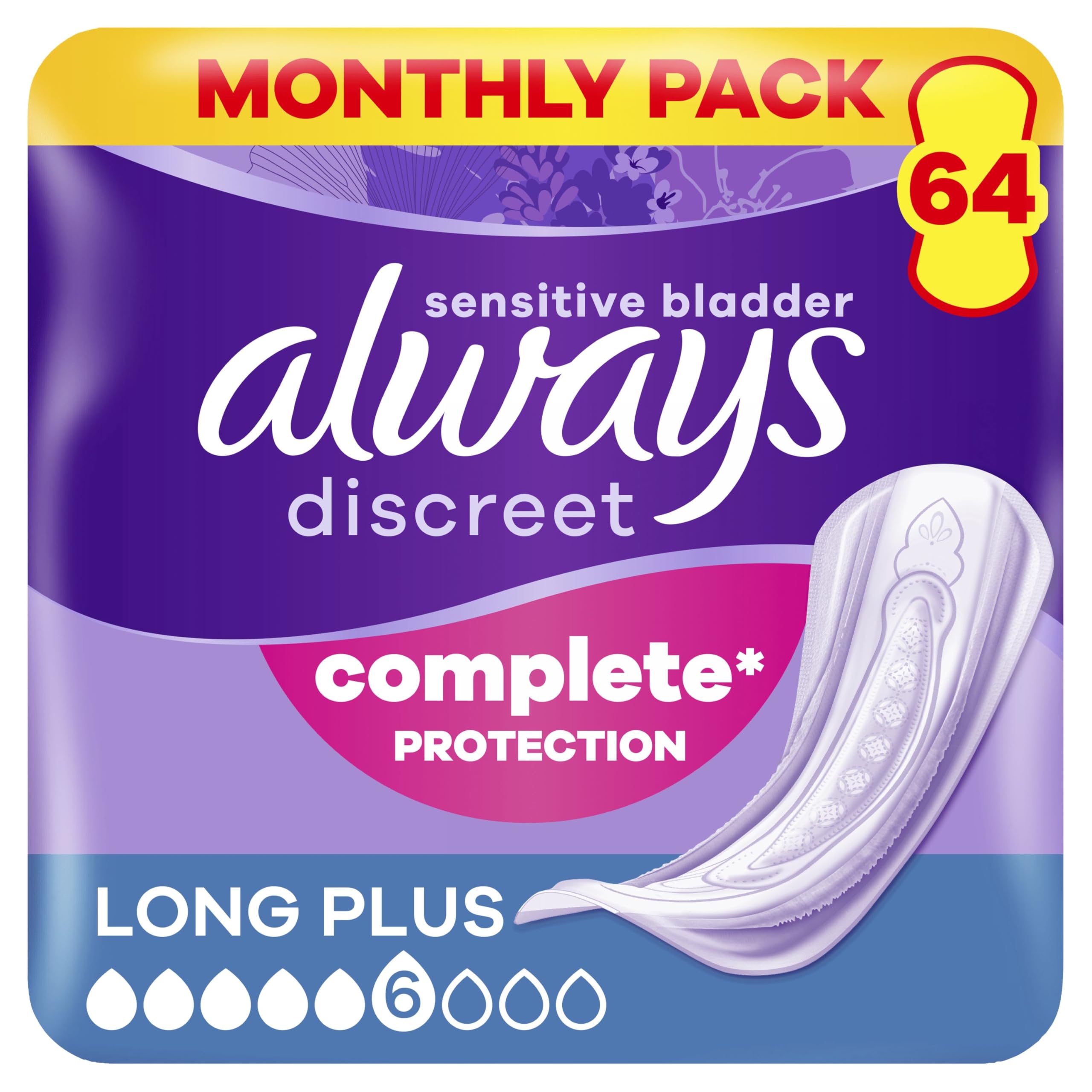 Incontinence Pads Women Long Plus Always Discreet Pads Absorbency 5 64 Sanita...