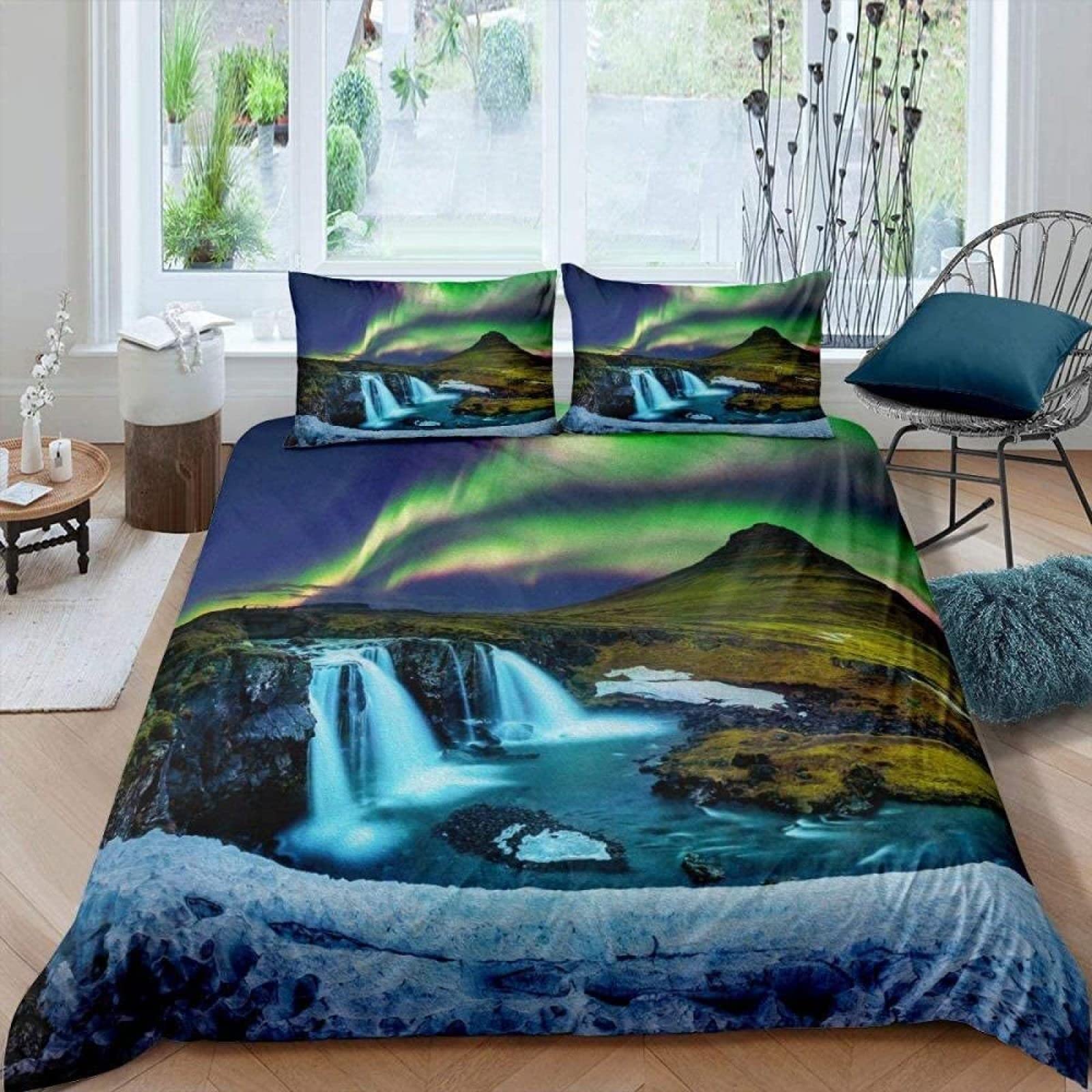 Komplet pościeli Super King, jesienna poszewka na kołdrę, luksusowy zestaw pościeli z mikrofibry i 2 poszewki na poduszki, dwustronny nadruk, 259 cm x 220 cm, dla dziewcząt i chłopców