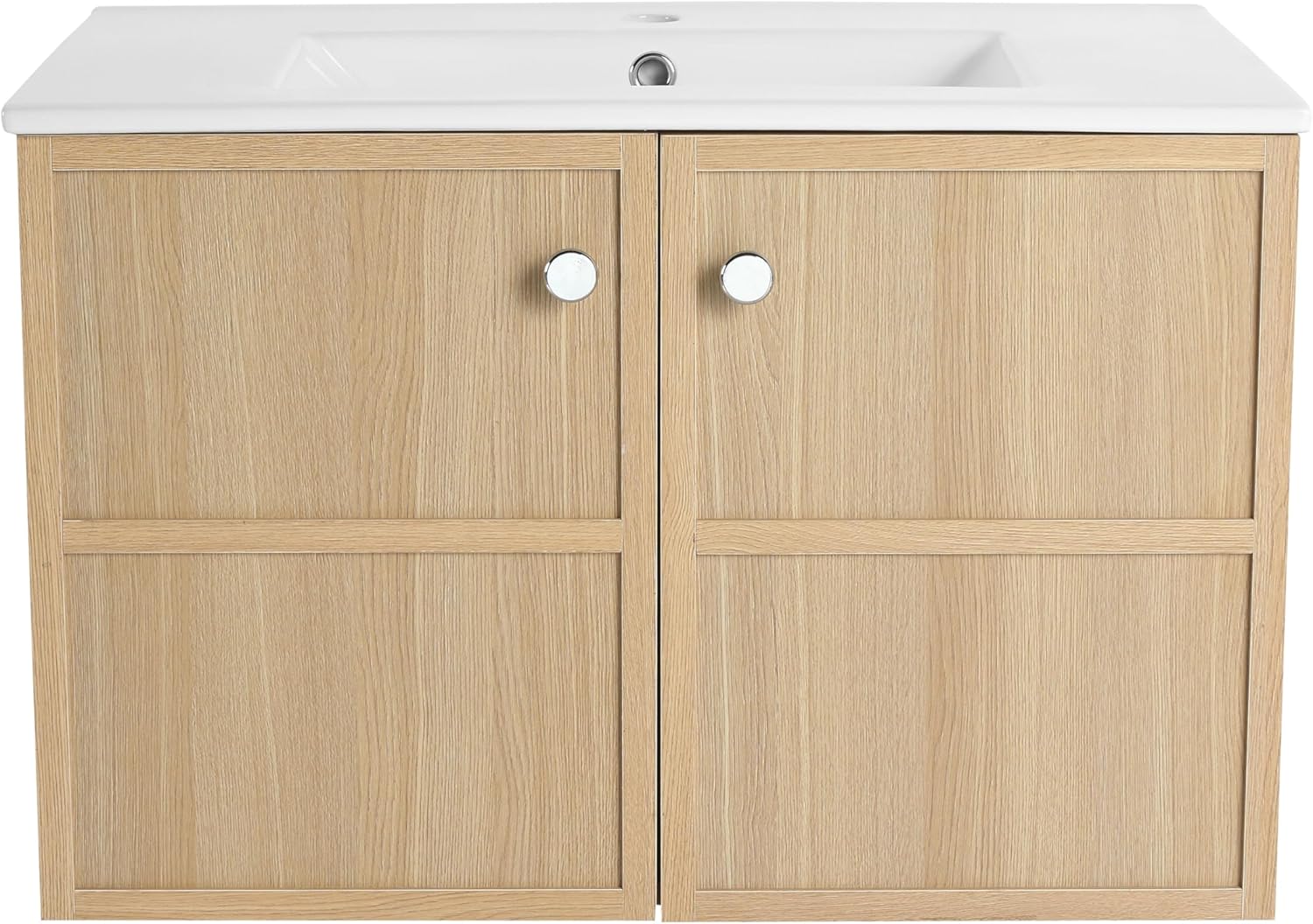 30 Inch Floating Vanity,30" Bathroom Vanity with Sink Combo, Modern Single Sink Vanity Combo,Wall Mounted Cabinet Set,Light Oak