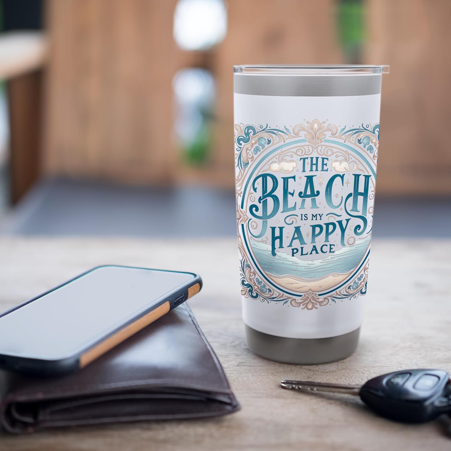 20 Oz The Beach Is My Happy Place Tumbler Drink Coffee Cup Stainless Steel Insulated Tumbler - Image 7