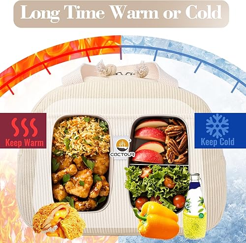 Miniatura 4 de Lonchera para mujeres, niñas y adolescentes, bonita lonchera hielera, portátil, pequeña, reutilizable, con aislamiento de pana para el trabajo,