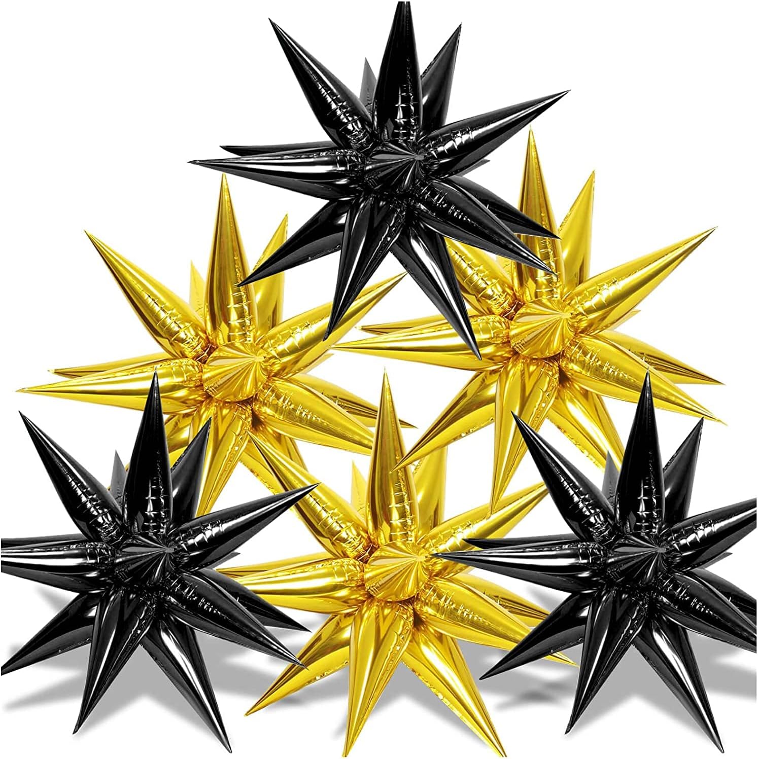 Big 100 Pieces, Gold Star Balloons with Black Star Balloons - 26 Inch, Explosion Star Foil Balloons | Point Gold Star Cone Balloons for Birthday, Wedding, Baby Shower Photo Booth
