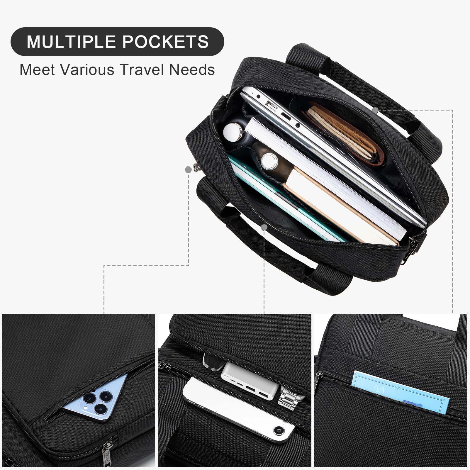 Borsello Uomo Tracolla Grande, Impermeabile Oxford Borsa Tracolla 33x28x10cm Per Laptop da 14 Pollici Casuale Borse a Spalla Uomo Con Tracolla Regolabile Per Lavoro, Viaggi, Shopping