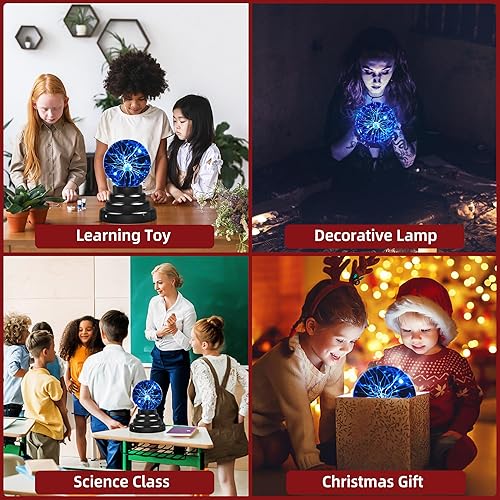 Miniatura 5 de Flashmen Bola de plasma Lámpara de ciencia de luz azul para niños sensible al tacto, globo de plasma, lámpara decorativa, novedad de Halloween,