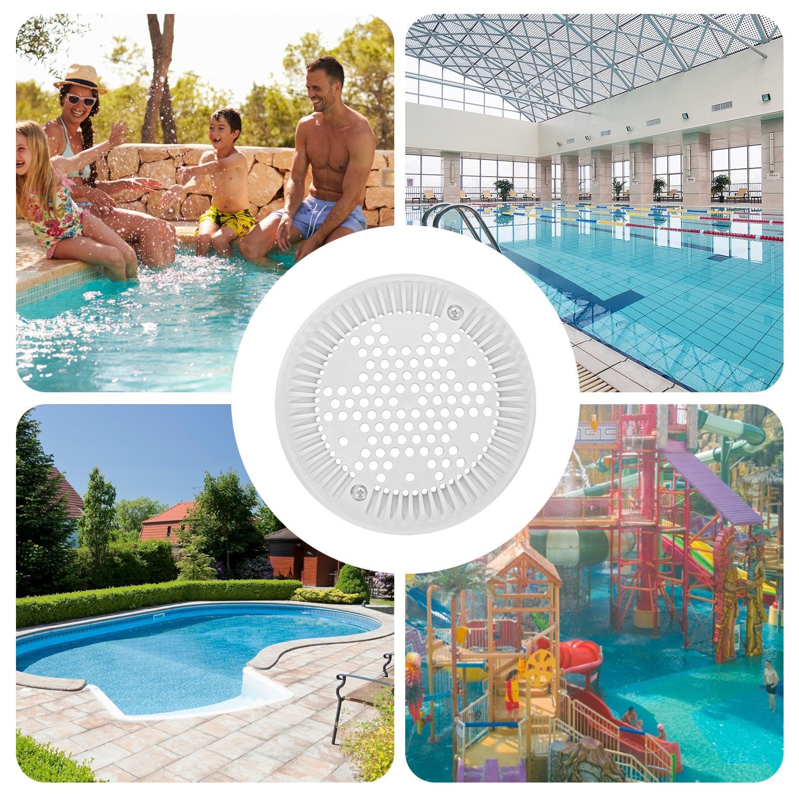 Generisch Reemplazo de la rejilla principal de la piscina, cubierta de desagüe de piscina | Tamices efectivos para desagües - Repuestos para piscinas y spa, cubierta antiremolinos de desagüe de