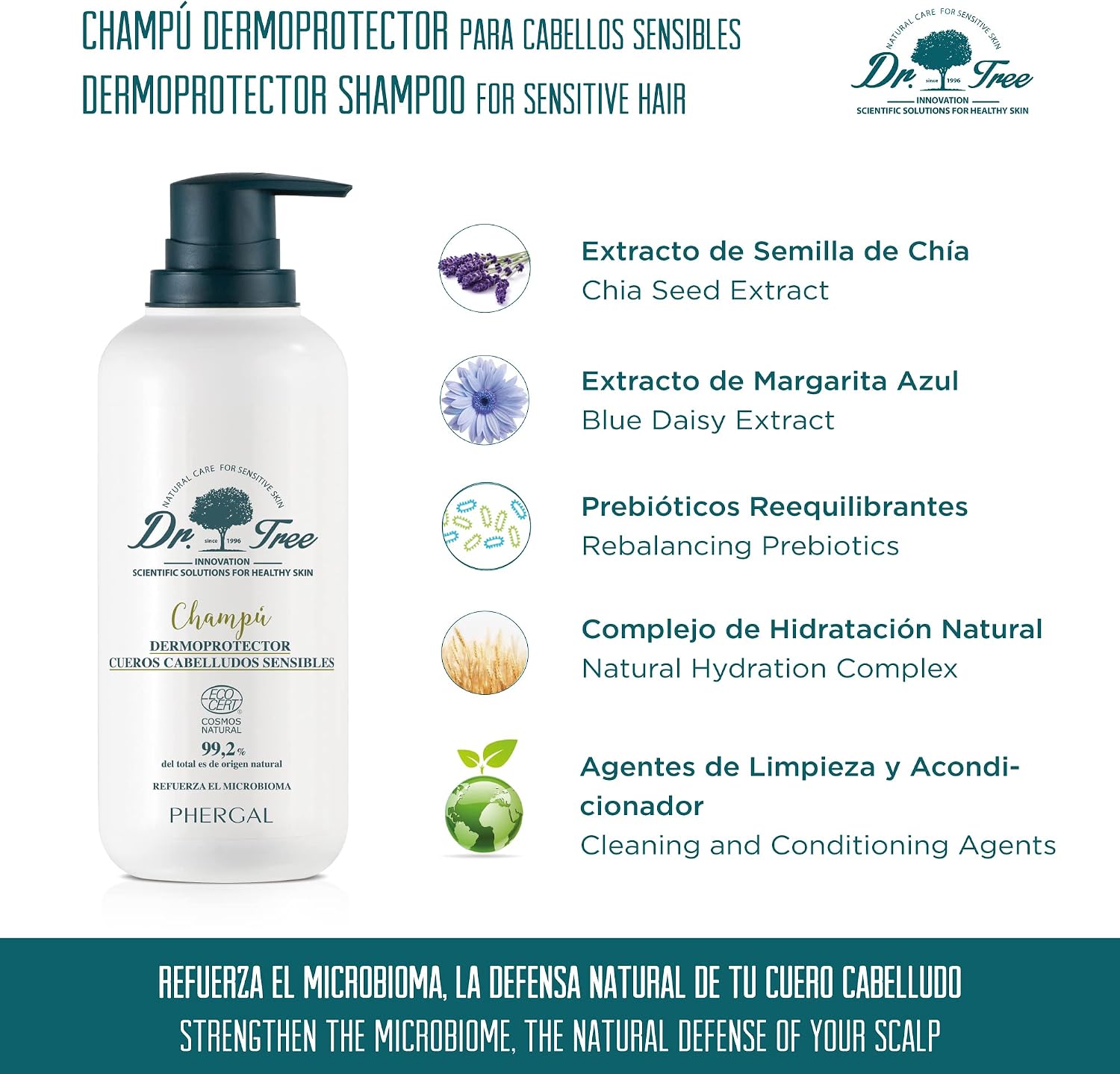 Dr. Tree Dermo-Protective Shampoo for Sensitive scalps Cleansing, Shine and strengthening, Strengthens The microbiome - Image 4