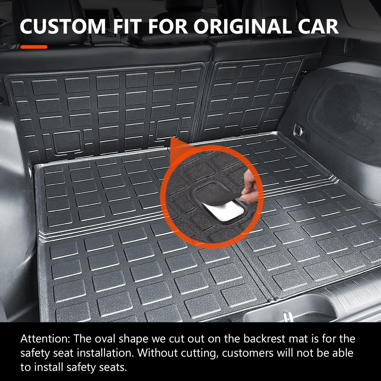 powoq cargo mat compatible with 2019-2023 jeep cherokee trunk mat tpe cargo liner trunk liner replacement for 2019 2020 2021 2022 2023 jeep cherokee accessories rear trunk mat+backrest mat