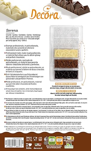 Miniatura 11 de Decora Molde para barra de chocolate profesional Serena-5 cavidades, 3.346 x 1.220 x 0.591 in, policarbonato