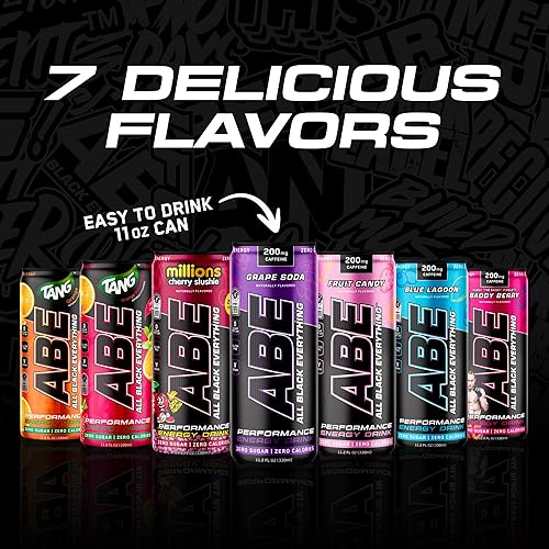 Miniatura 7 de All Black Everything - Bebida energética sin azúcar  Blue Lagoon  0 calorías  Paquete de 12  200 mg de cafeína natural  Bebida deportiva