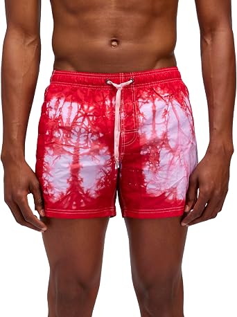 SUNDEK Mens Tie Dye Elastic Waist Boardshort, Swim Trunks 14" Length 5" Inseam