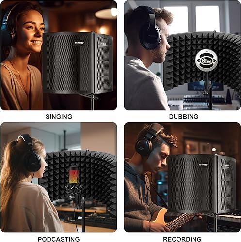 Miniatura 6 de Aokeo (AO-302) Escudo de aislamiento de micrófono de grabación de estudio profesional. Espuma absorbente de alta densidad se utiliza para filtrar