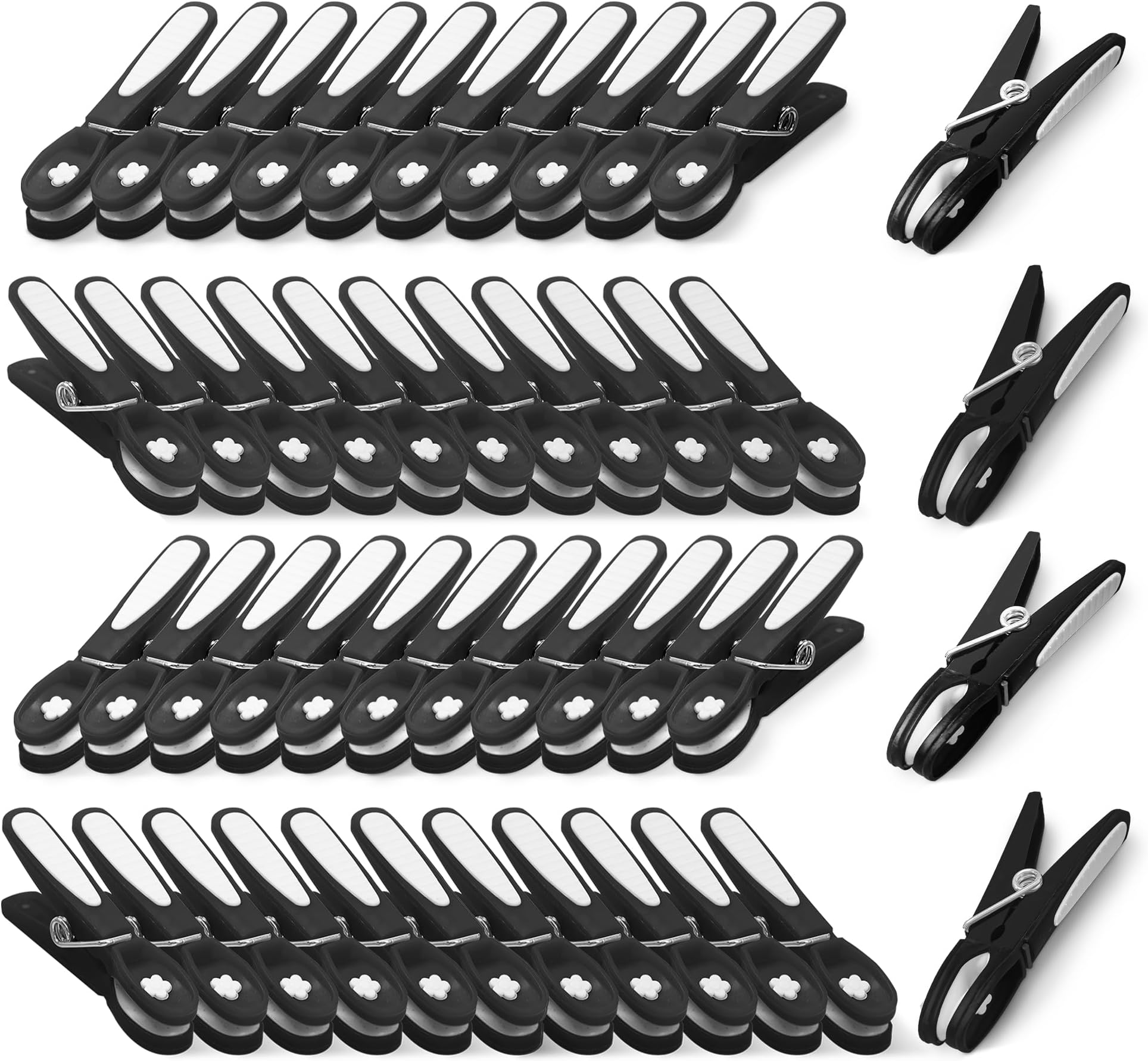KEPLIN Clothes Pegs for Washing Line - 48 Pack (Black), Washing Line Pegs with Metal Spring for Strong Grip, Washing Pegs Designed to Avoid Marks, UV Resistant for Indoor & Outdoor