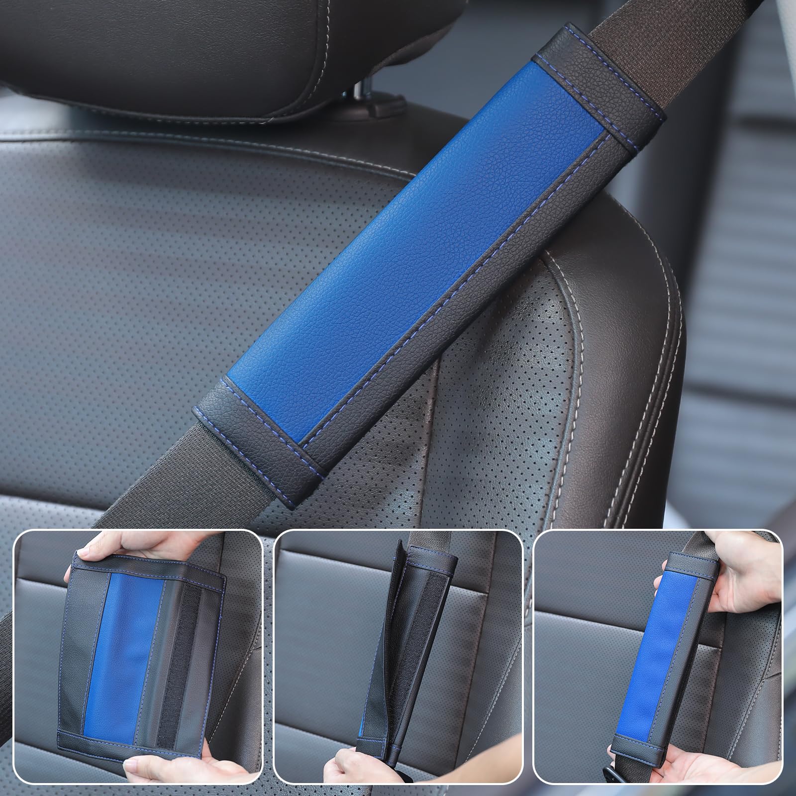 Protège Ceinture De Sécurité Auto - 2 Pièces Microfibre Douce, Réglable - Pour Plus De Confort (noir Et Rouge) - 8