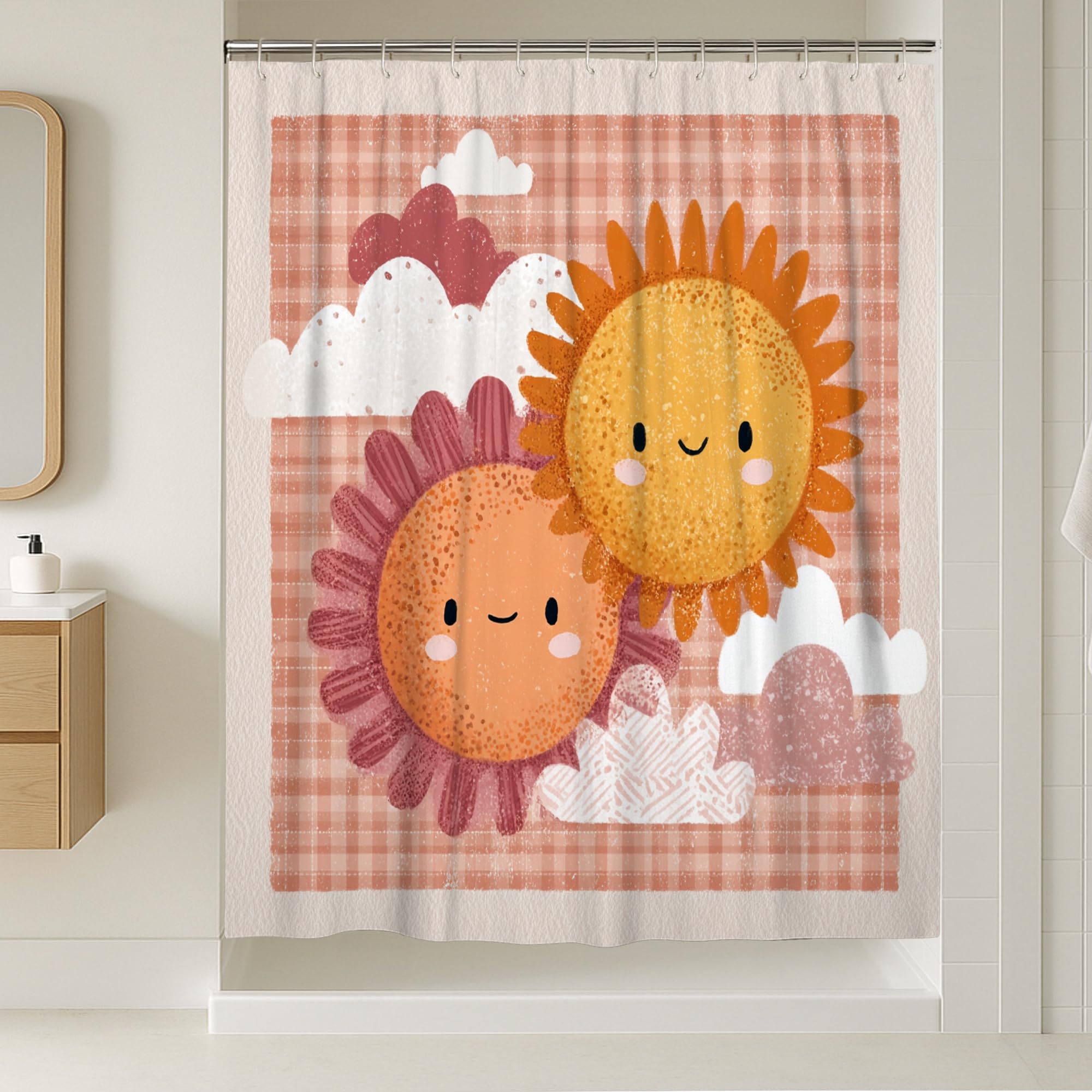 Rideau de douche en polyester de haute qualité motif floral