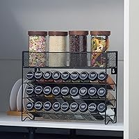 Vista 6 de Spice Rack Organizer with 27 Spice Jars with Black Lids, Funnel, Spice Labels, Pen, Seasoning Organizer for Cabinet, Countertop, Pantry