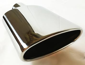 Exhaust Tip 2.25 In Inlet 6.0 X 2.25 In Outlet 9.0 In Long Rolled Oval Angle WOA6002509-225-SS Polished Stainless Steel Wesdon Exhaust Tip