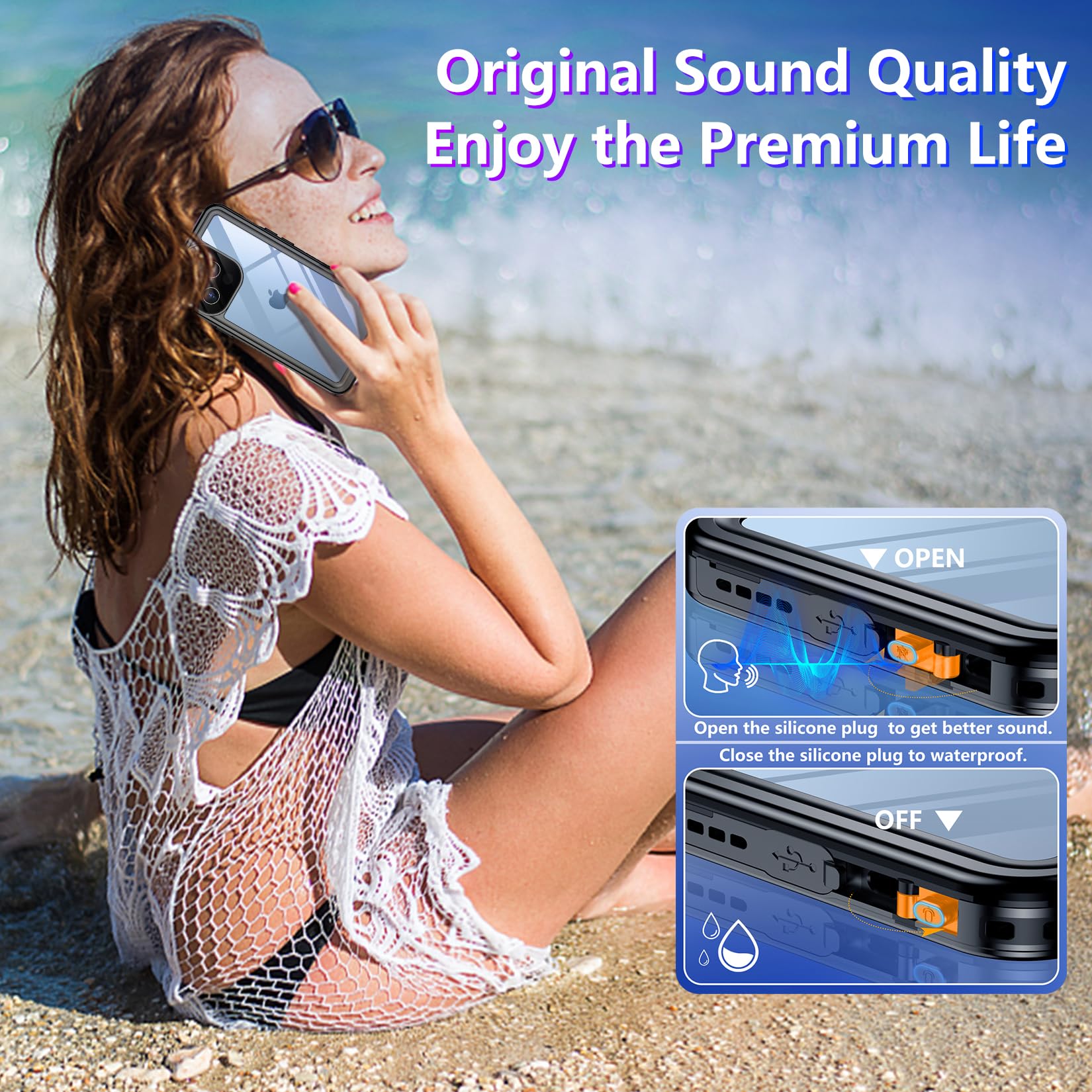 Temdan Compatible with iPhone 13 Pro Max Case Waterproof Built-in Screen & Camera Protector IP68 Underwater Full Body Military Dropproof Shockproof Phone Case 6.1" — Amazon image 6