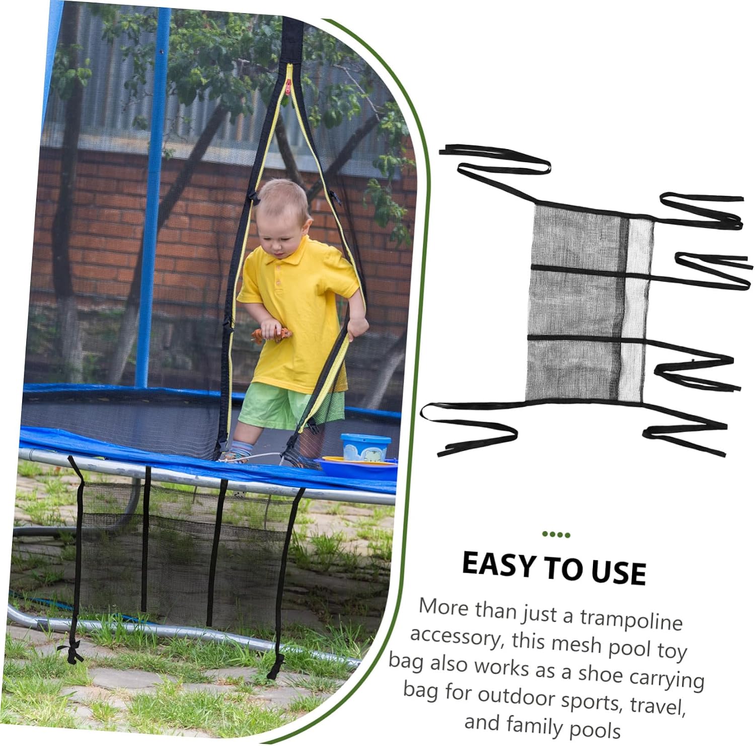 Trampoline Shoe Storage Mesh Bag with 3 Pouches Hanging Organizer for Outdoor Trampoline Accessories and Pool Equipment Sturdy Mesh Shoe Holder for Gym