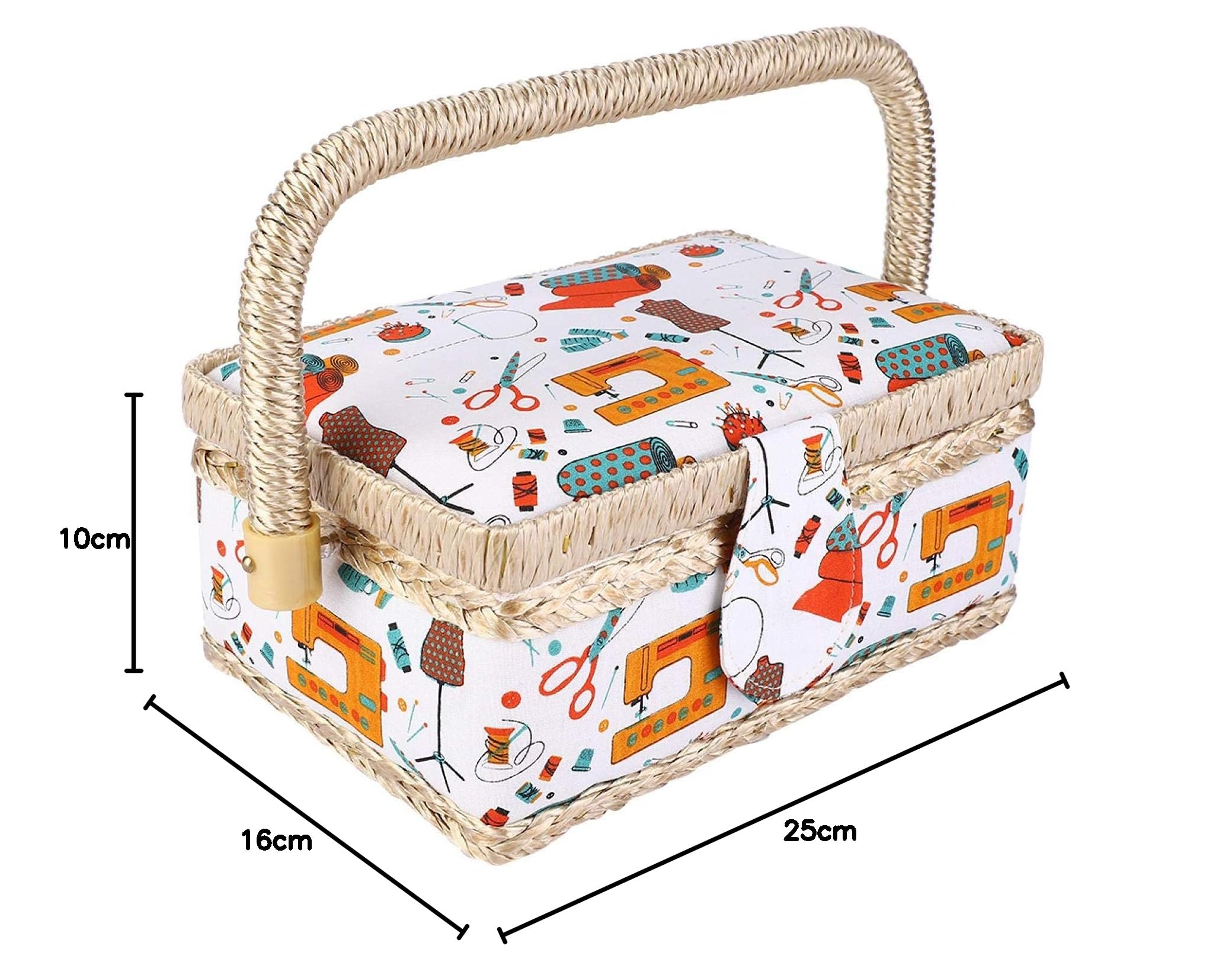 Organizer per cestini da cucito, scatole da cucito con scomparti rimovibili per accessori da cucito, 25 x 16 x 10,4 cm