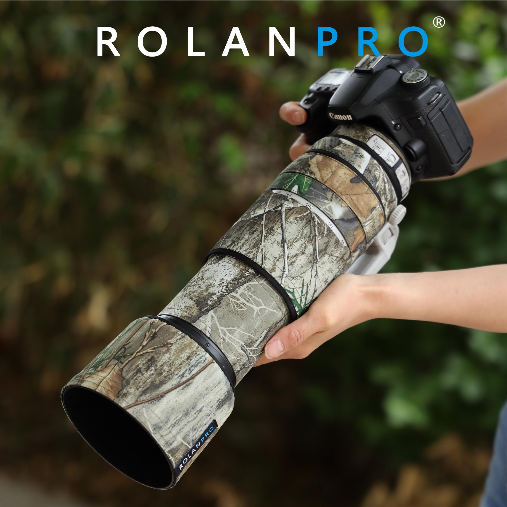 ROLANPRO wasserdichte Objektivabdeckung für Canon EF 100-400 mm f4.5-5.6 L is II USM Objektivschutzhülle, Regenschutzhülle, Kleidung, #27, Dschungel-Tarnmuster, wasserdicht