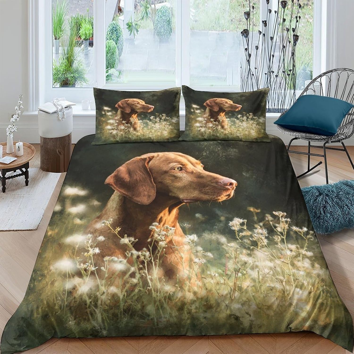 Parure de lit 2 personnes 240x220 cm avec impression 3D Labrador haute définition
