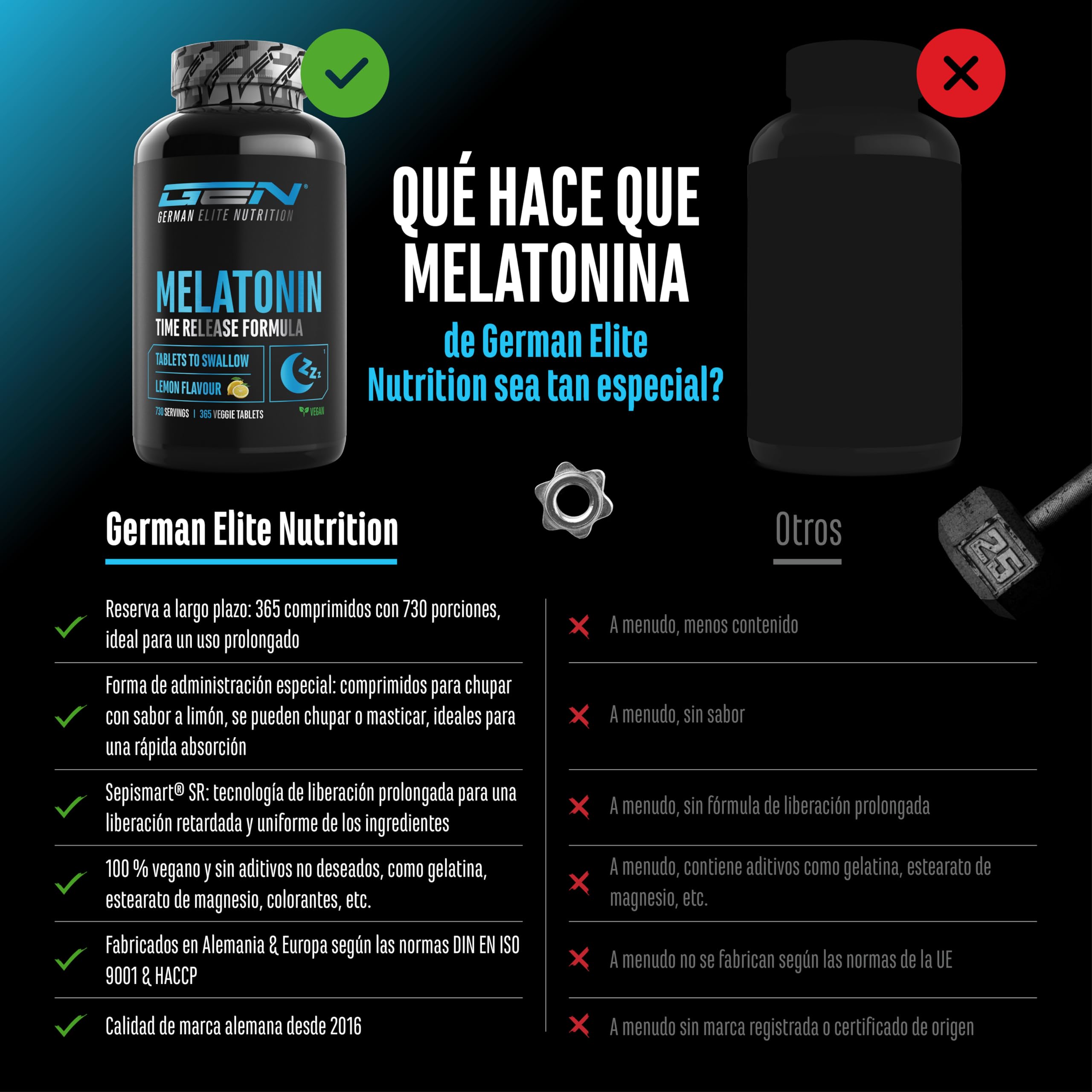 Melatonina Time Release – 365 comprimidos para chupar con sabor a limón – Liberación retardada gracias a Sepismart® SR – 0,5 mg por porción – Vegano y altamente puro