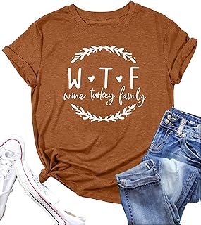 PECHAR Thanksgiving Shirts for Women Thankful Grateful Blessed Shirt Funny Thanksgiving T Shirt Short Sleeve Fall Tops