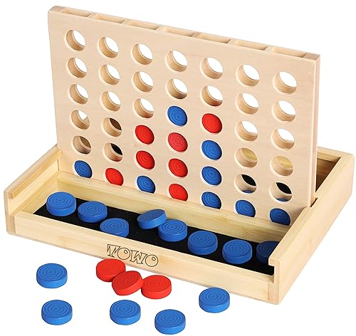 TOWO Wooden 4 in a Row Game - Classic Strategy
