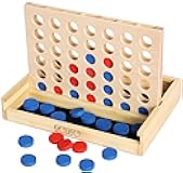 TOWO Wooden 4 in a Row Game - Classic Strategy Game for Adults Children-Connect The 4 Discs of Same Colour in a Row - Travel Games Family Board Games Toys Gift for 6 Years Old Kids Boys Girls Adults