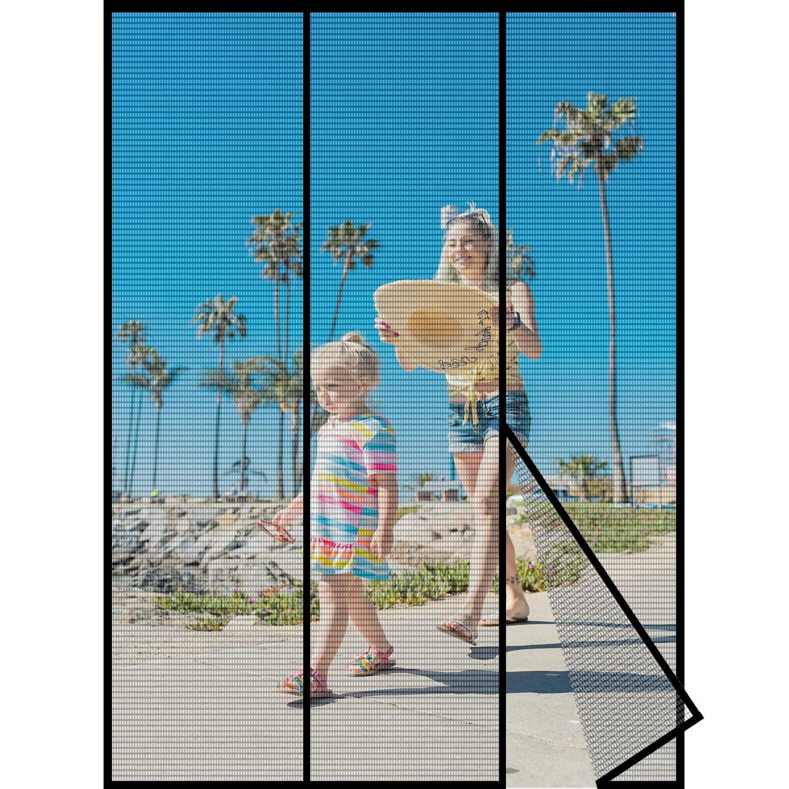 Acjsdgl Black Magnet Fly Screen Door 260X210cm The Magnetic Curtain Is Ideal For The Balcony Door Cellar Door And Patio Door Child's Play Adhesive Installation Without Drilling