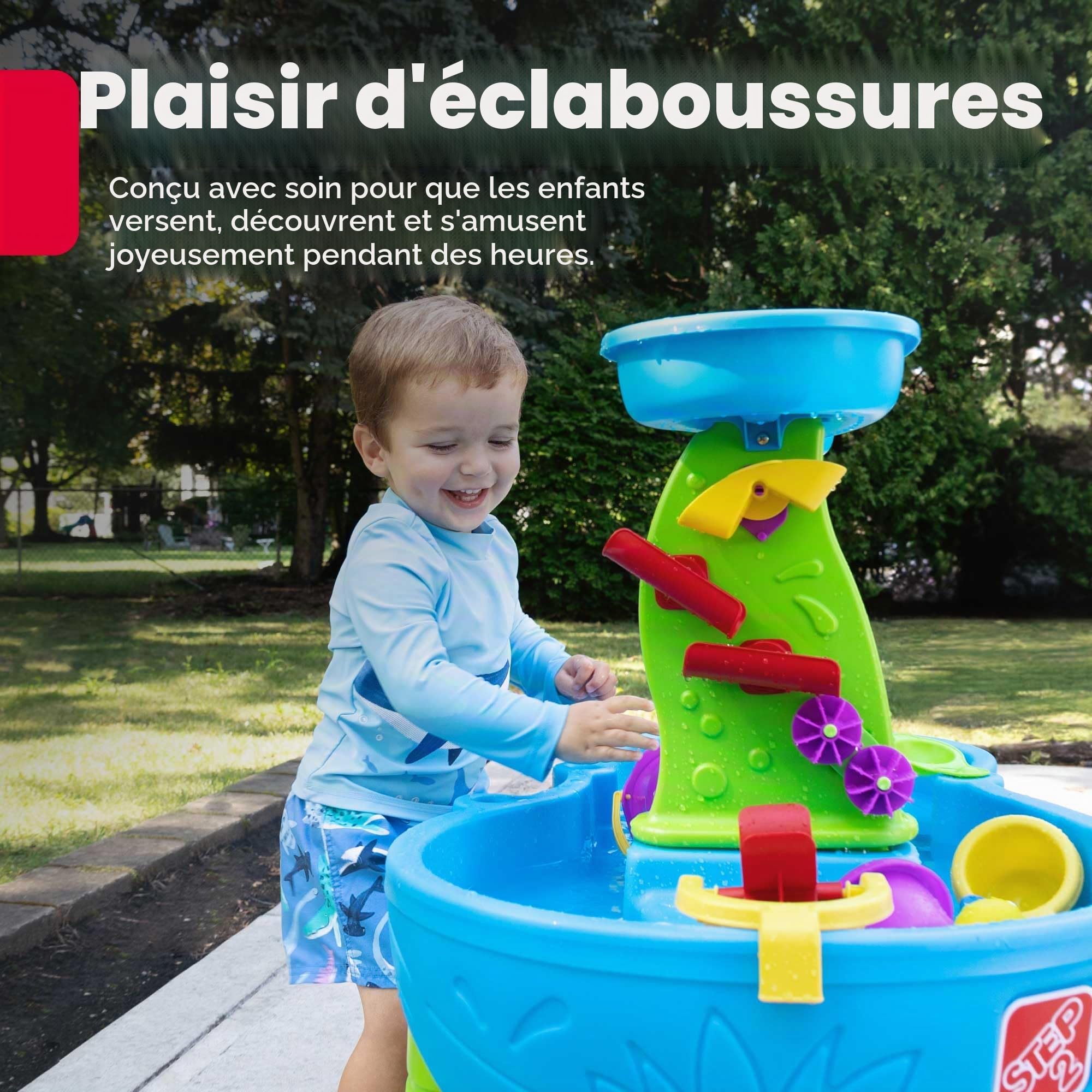 Step2 Rain Shower Splash Table d'eau avec 13 Accessoires - Bleu & Vert | Jeu extérieur Aquatique | Activité pour Le Jardin