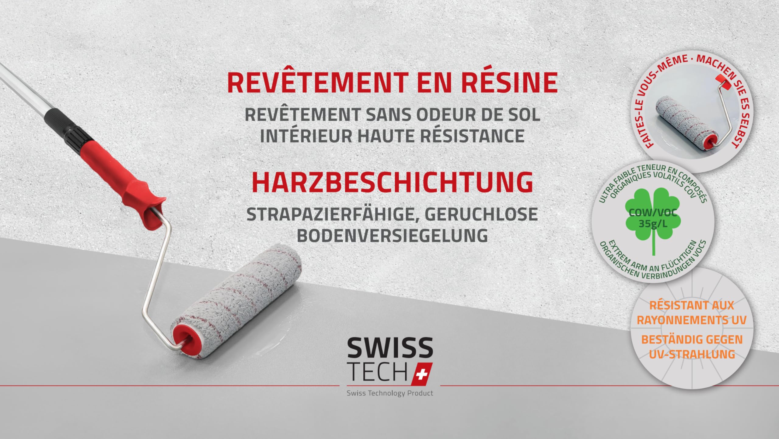 Außen 2K Epoxidharz Betonbeschichtung | 5,8 KG - 38 m² | RAL 7047 Telegrau | Beschichtung für Betonboden & Betonwände, Garage, Balkon, Terrasse | UV-beständig, Lösungsmittelfrei | SwissTech