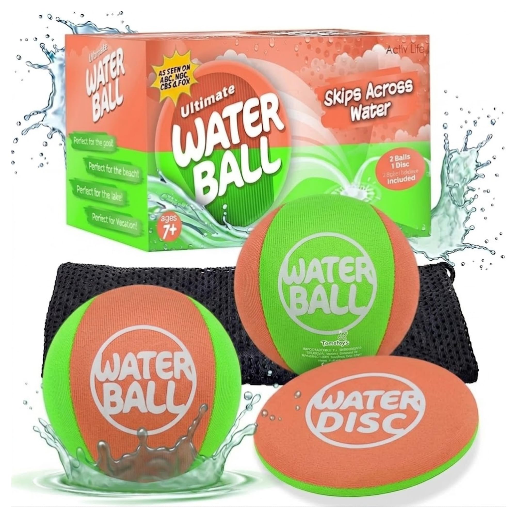 Set De Pelotas Deslizantes De Agua con Disco Verde Naranja Juego De Piscina para Playa Lago Verano Juegos Acuáticos Aire Libre Ocio