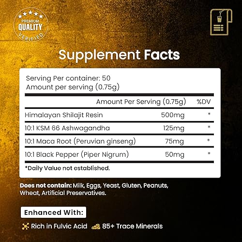 Miniatura 2 de Extracto de resina Shilajit orgánica pura del Himalaya para hombres y mujeres, resina Shilajit de pimienta negra 100% natural Ashwagandha para