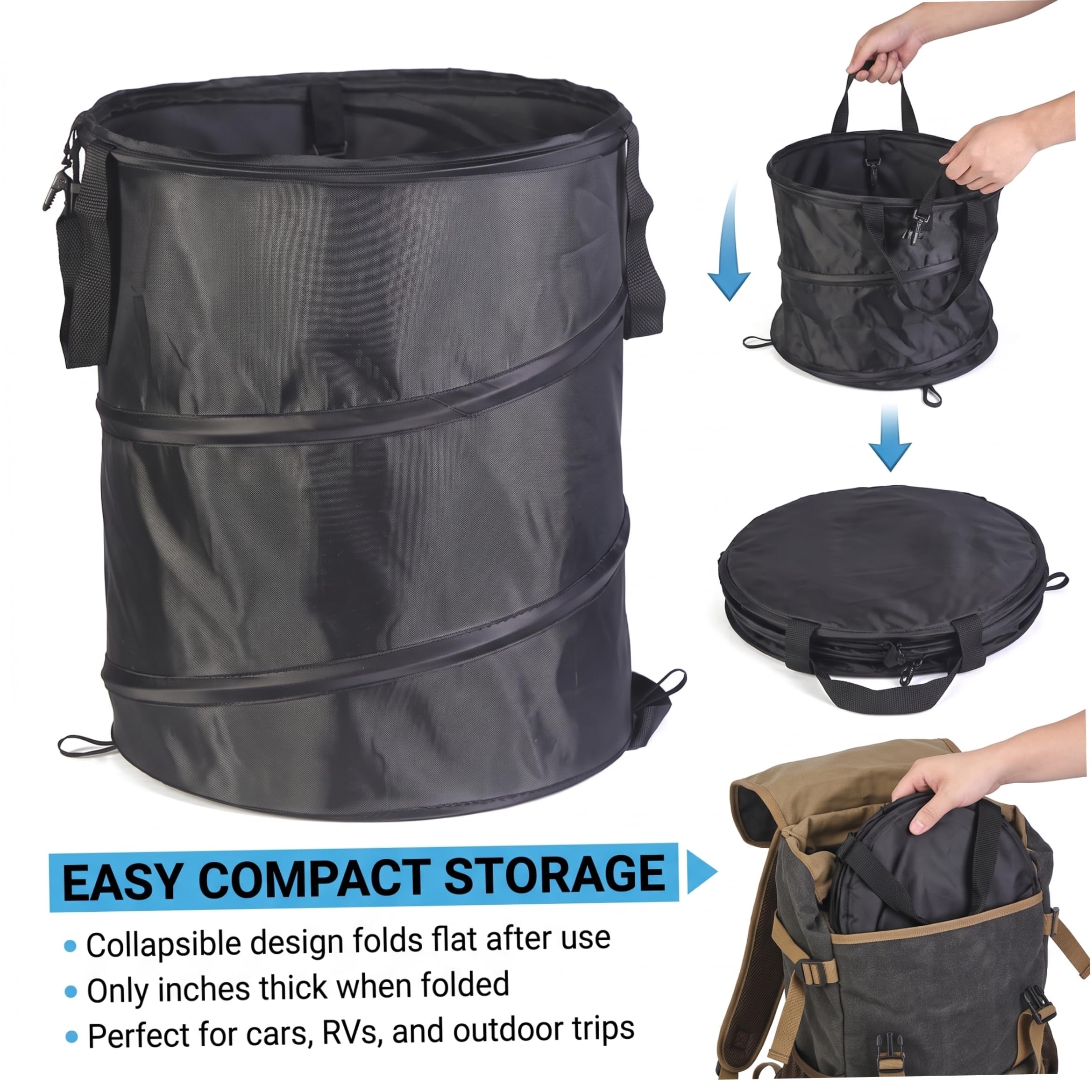 Pattumiera da campeggio Pattumiera pieghevole portatile con chiusura a clip impermeabile