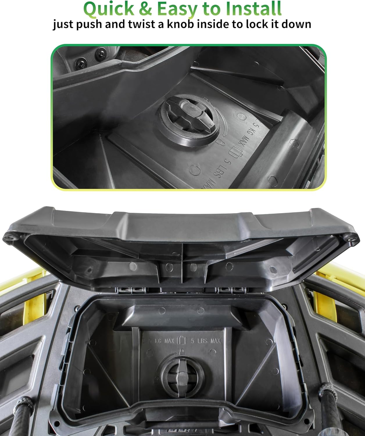 KEWISAUTO Storage Cargo Box for Can-Am Outlander L MAX 6X6 Accessories, 2 GAL (7.5L) Front Rear Bin Back Seat Rack Box Waterproof Tool Box, Replace# 708200408