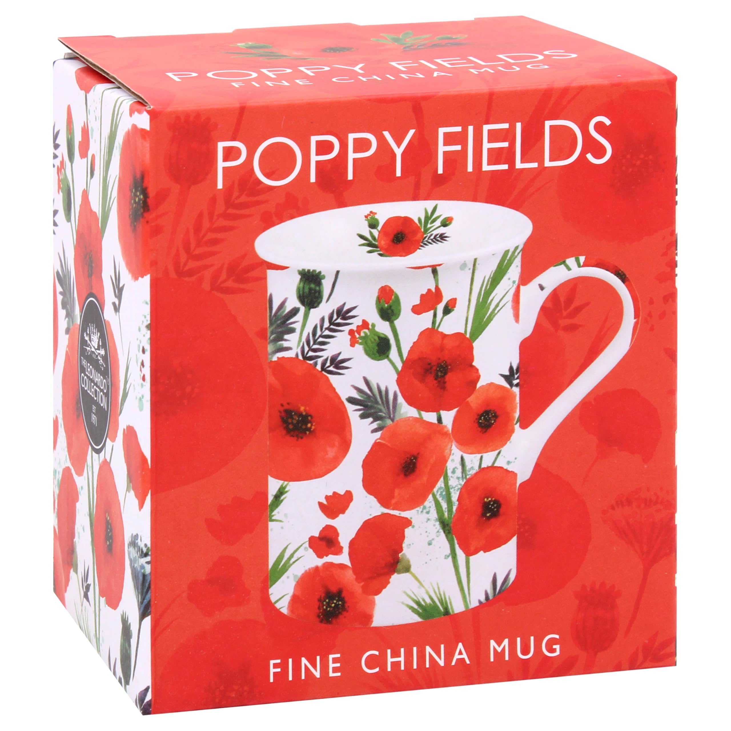 The Leonardo Collection Men's Multicoloured Finola Stack Poppy Mug For Home & Kitchen | Stylish Ceramic Mugs For Tea & Coffee | Lovely Cup Set For Gifts & Birthday Gifts For Wo