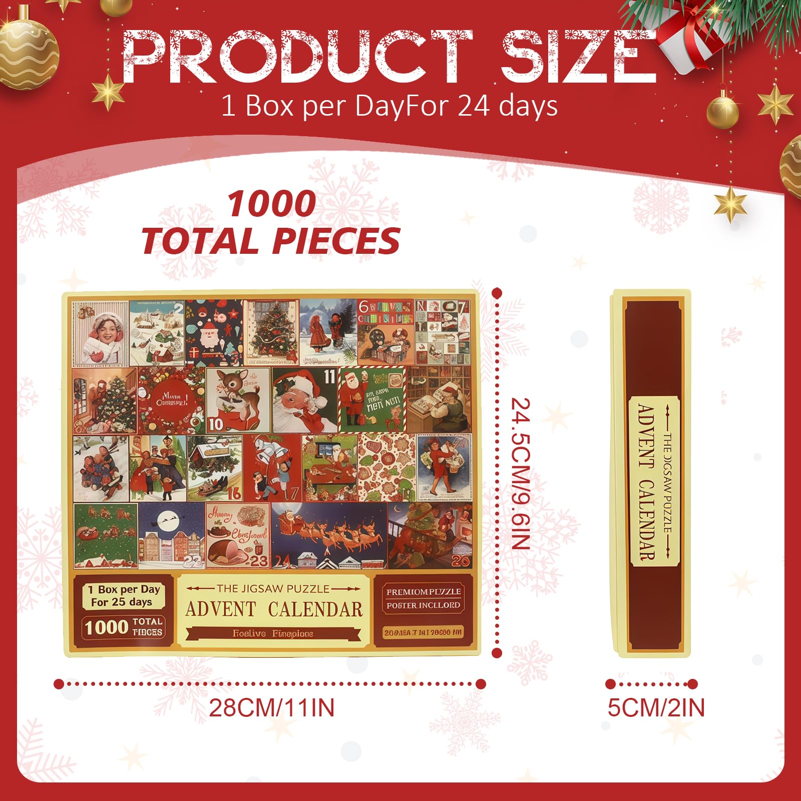 Calendrier de l'Avent, Puzzle de Noël 1000 Pièces avec 24 Boîtes Calendrier Avent Cadeau pour Enfants, Filles et Garçons - 2