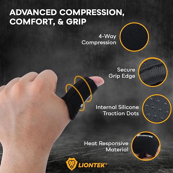 LIONTEK Thumb Sleeves Pair for Training, Weightlifting, BJJ, Golf, Basketball, Everyday Activities | Compression Thumb Sleeve with Anti-Slip Grips for Protection, Blister Prevention, Relief
