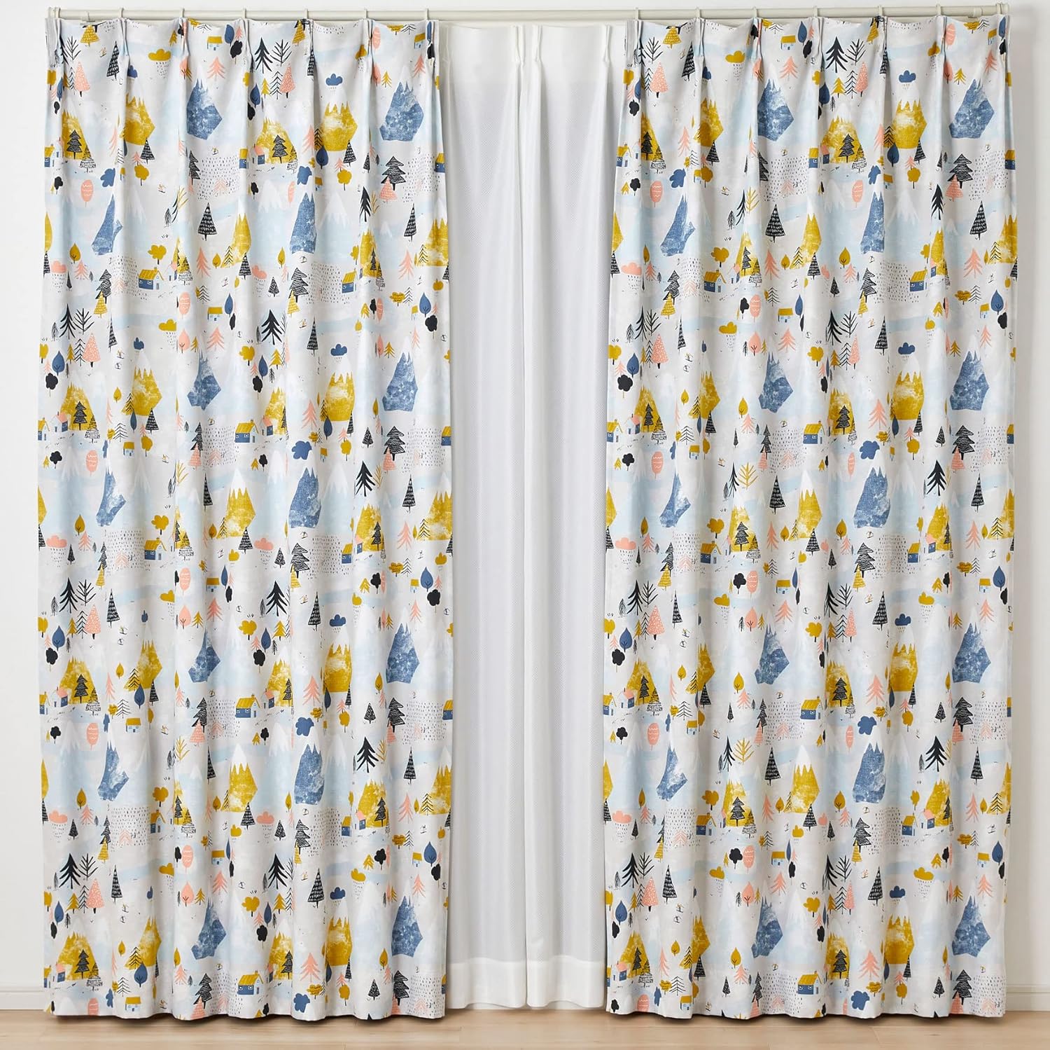 スミノエ(Suminoe) セミオーダーカーテン イエロー 幅290cm &times;丈125cm ユキヤマ 遮光3級 V1354