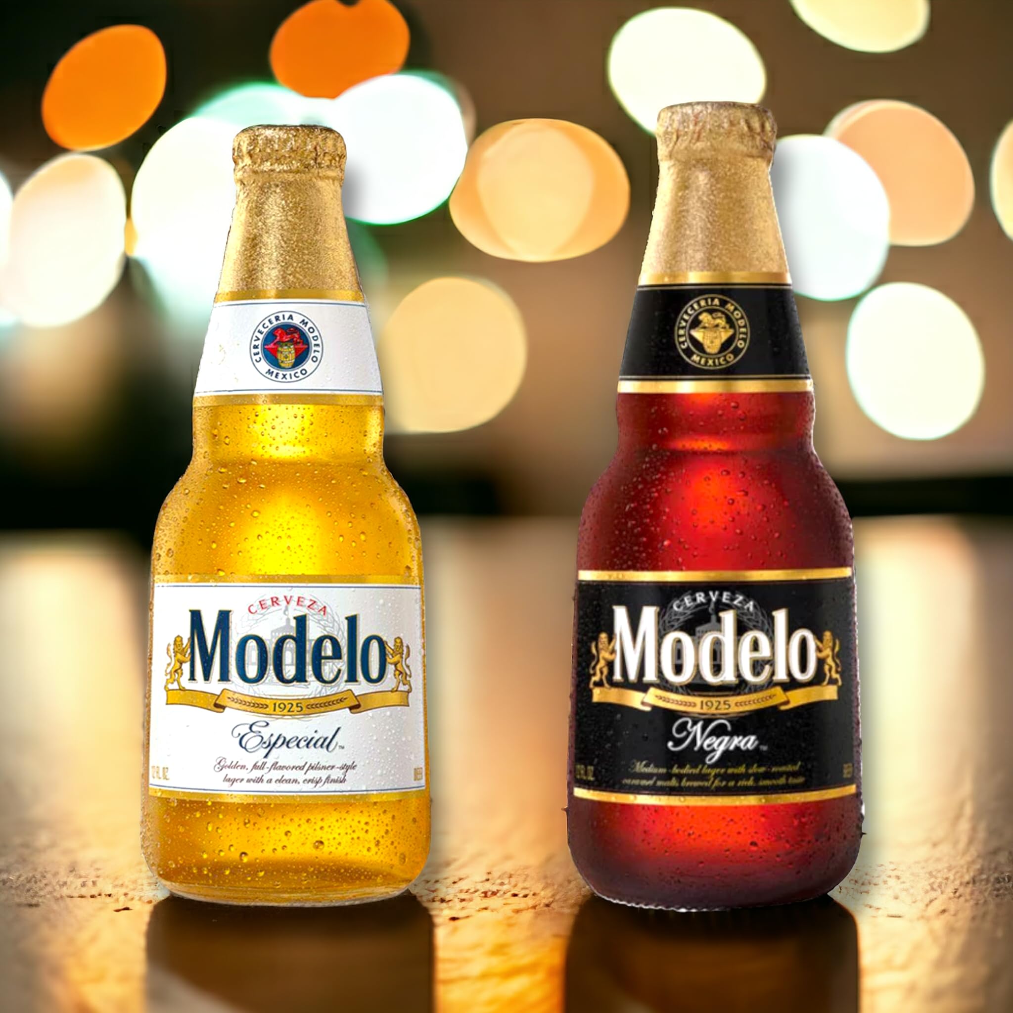Modelo Bier Mix- 12 x Cerveza Modelo Especial 0,35l & 12 x Modelo Negra 0,35l- Mexiko- Inkl. Haus der Biere Berlin Bierdeckel (24 Flaschen)