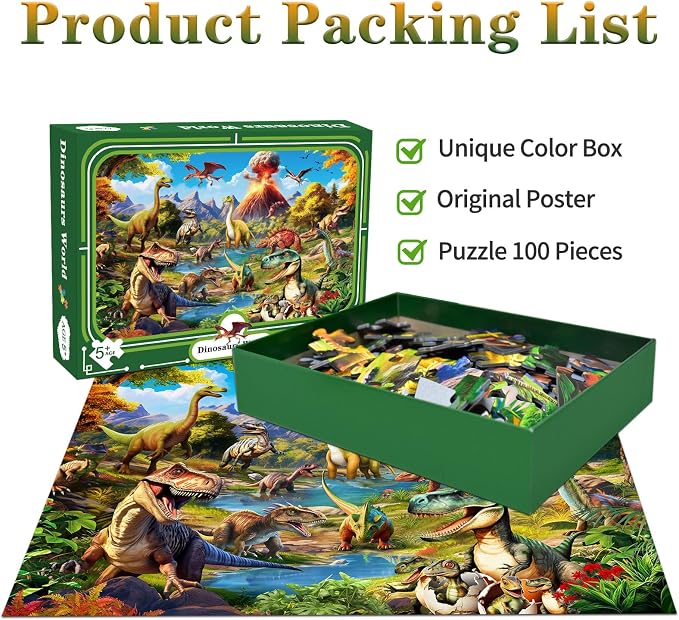 Puzzle Infantil Dinosaurios 100 Piezas 15x10 pulgadas miniatura 4