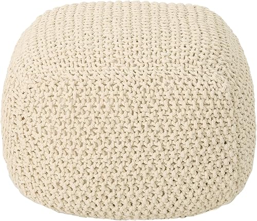 Miniatura 7 de Christopher Knight Home Knox - Puf de algodón de punto, color beige