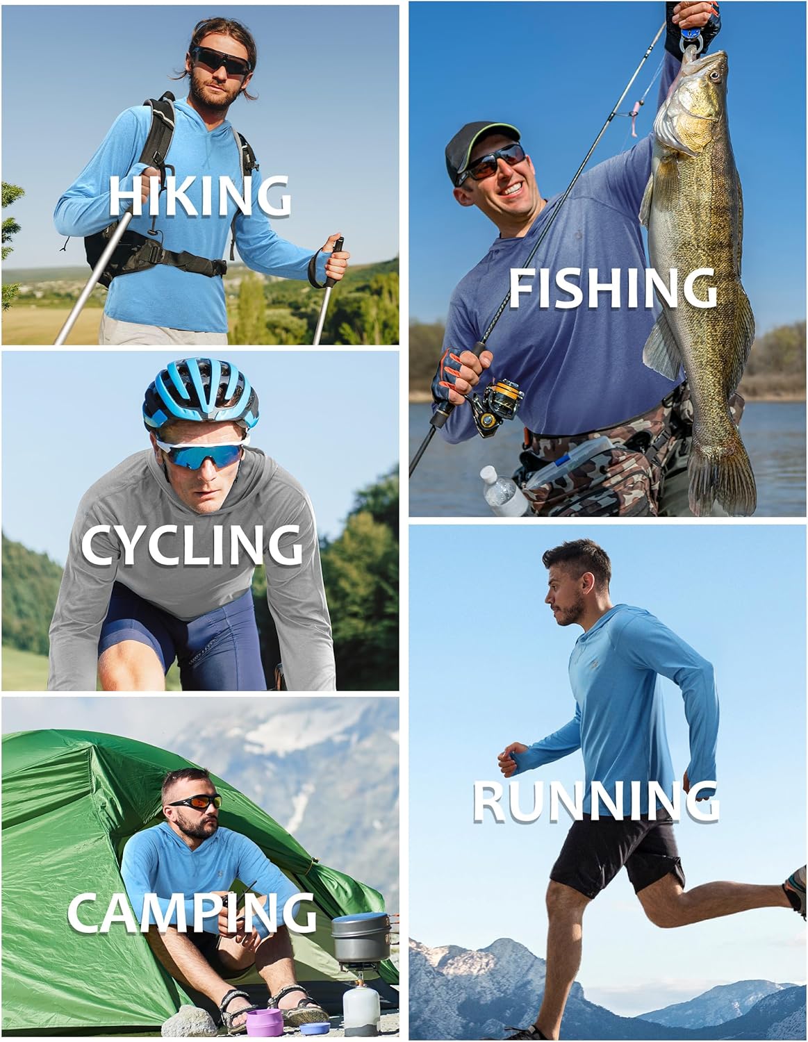 Men's UPF 50+ Fishing Rash Guard Shirts, Lightweight Long Sleeve UV Sun Protection SPF Hoodie for Swim Hiking Running - Image 6