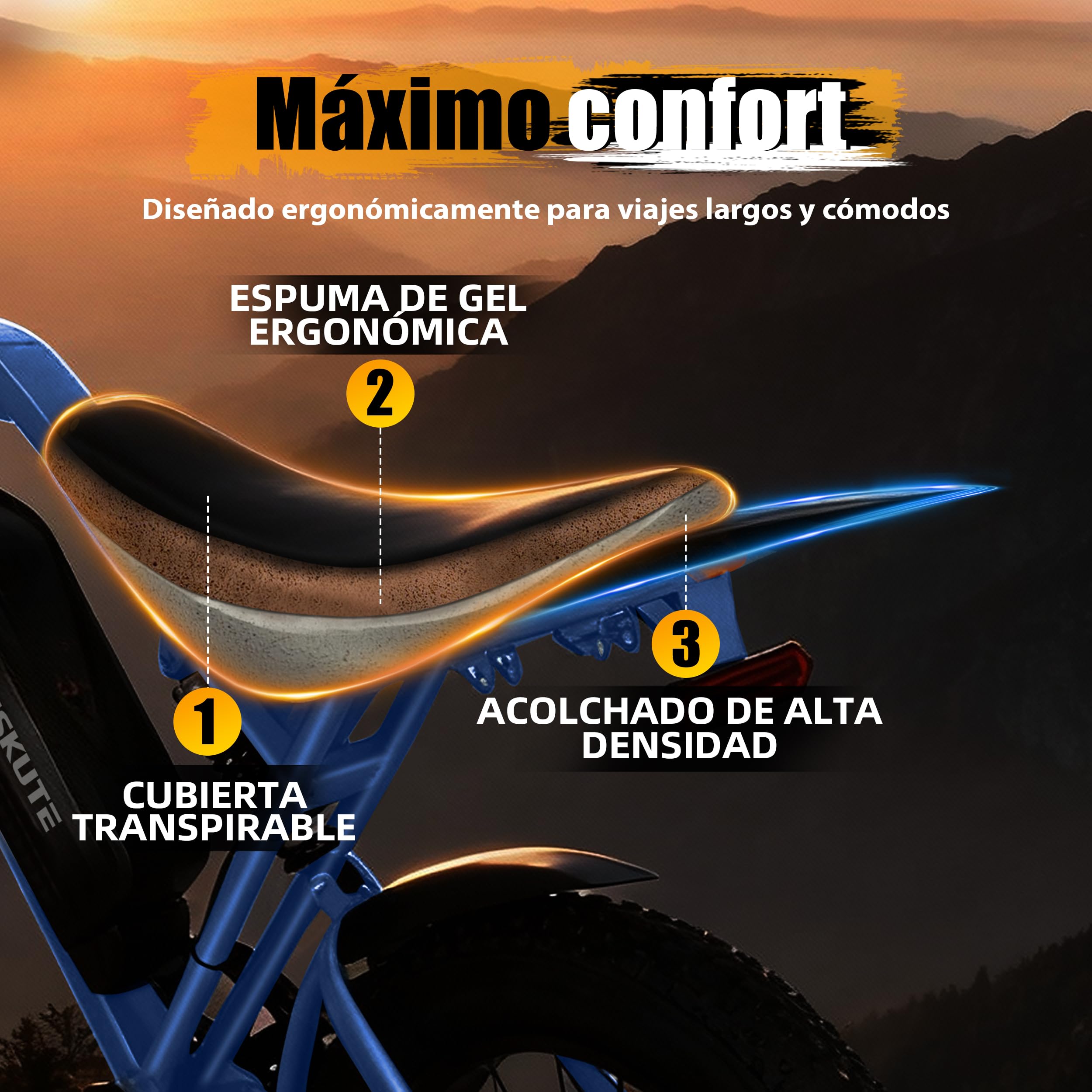 ESKUTE V202 - Bicicleta eléctrica para adultos, Fat Bike eléctrica 20 x 4.0 con batería extraíble de 48 V 20,8 Ah, E-Bike All Terrain, 7 velocidades, frenos de disco mecánicos