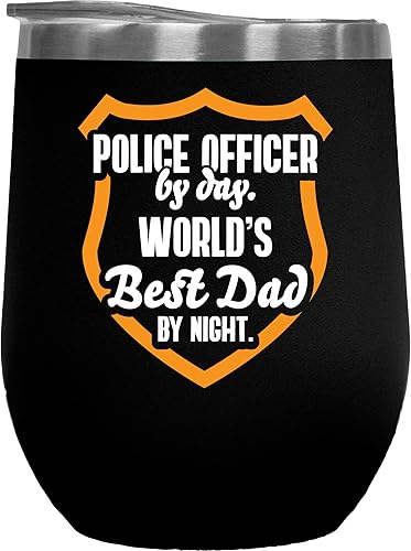 Police Officer By Day World's Best Dad By Night. Coffee & Tea Gift Mug For Policemen, Patrol Man, Detectives, Investigators, Cops Or Arresting
