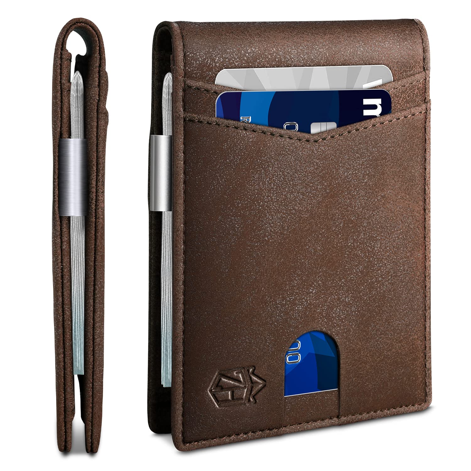 Zitahli Money Clip Wallets for Men,Slim Bifold Wallet 10-12 Cards, Mens Leather Wallet with ID Window,RFID Blocking Thin Minimalist Credit Card Holder