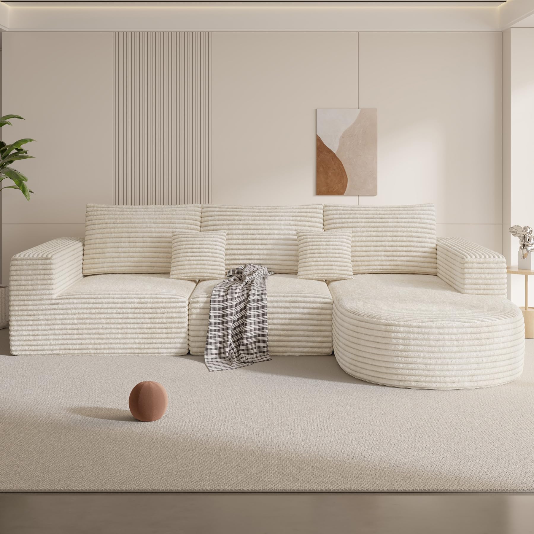 110 Modular Sectional Sofa Couches Cloud Couches for Living Room Boneless Sofa with Deep Seat L-Shape Couch with