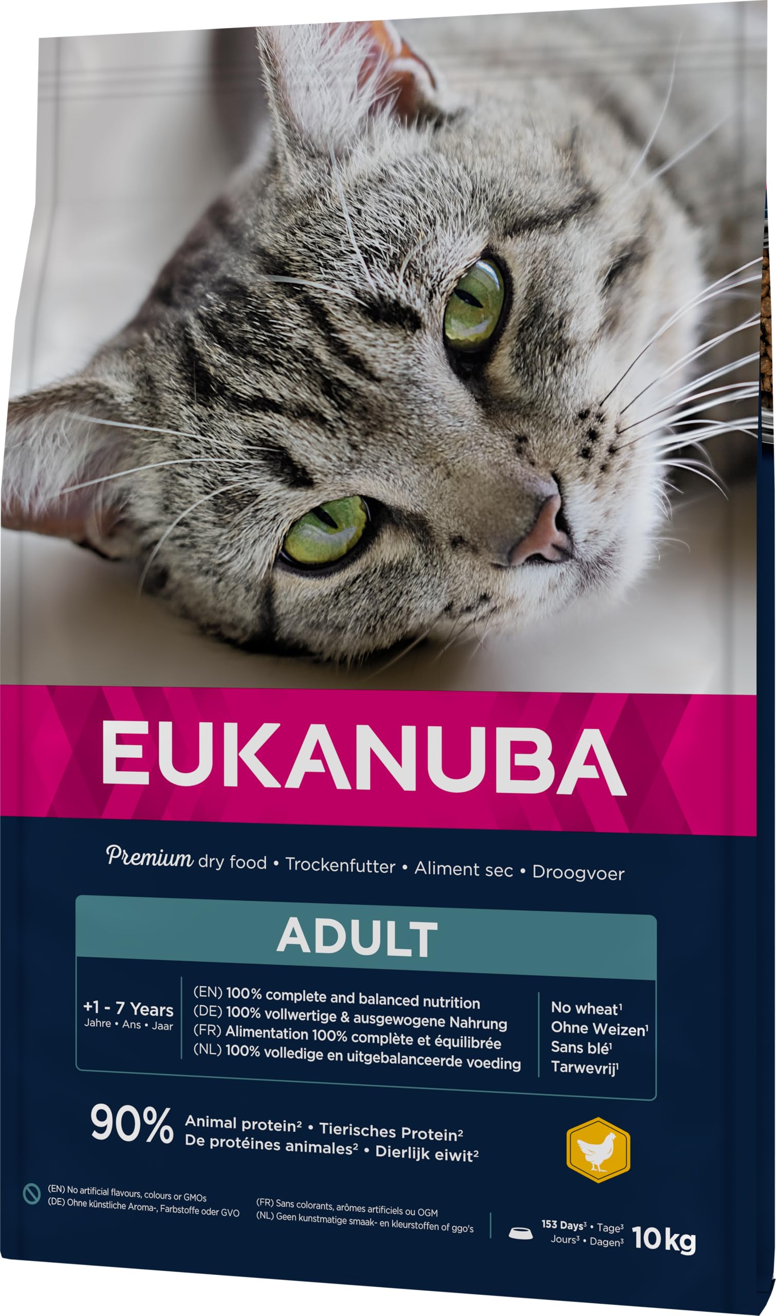 Eukanuba Katzenfutter trocken mit frischem Huhn, 10 kg | Premium Trockenfutter | mit hohem Fleischanteil | für erwachsene Katzen ab 1 Jahr